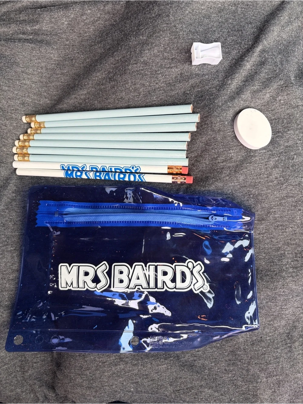 MRS BAIRD'S Clear Navy Vinyl Pouch with Logo